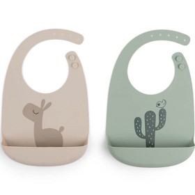 Bild på Done by Deer Silicone Bib 2-pack Lalee, Sand/Green