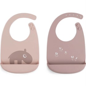 Bild på Done by Deer Silicone Bib 2-pack Ozzo, Powder