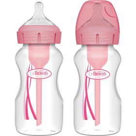 Bild på Dr Brown WideNeck Options+ nappflaska 270 ml Pink 2-pack