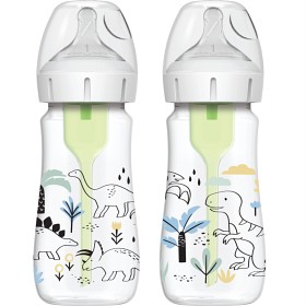 Bild på Dr Brown WideNeck Options+ nappflaska Dino Designs 270 ml 2-pack