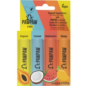 Bild på Dr. PawPaw Original & Tropical Balms 4-pack (Original, Coconut, Watermelon & Mango)