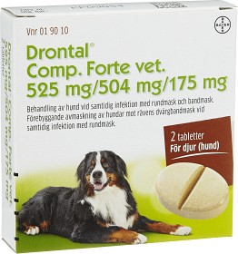 Bild på Drontal Comp Forte vet., tablett 525 mg/504 mg/175 mg 2 st