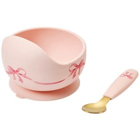 Bild på Elodie Silikonskål med sked Rosy Bow