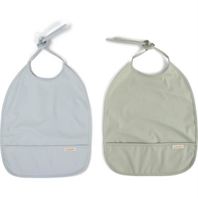 Bild på FILIBABBA Haklapp med knytband Pearl Blue + Desert Sage 2-pack