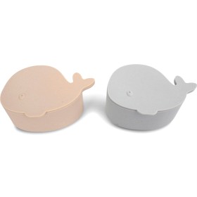 Bild på FILIBABBA Mini Snackbox Set Christian the Whale Pearl Blue/Toasted Almond 2-pack