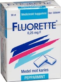 Bild på Fluorette Pepparmint, medicinskt tuggummi 0,25 mg 90 st