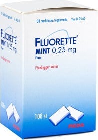 Bild på Fluorette Mint, medicinskt tuggummi 0,25 mg 108 st
