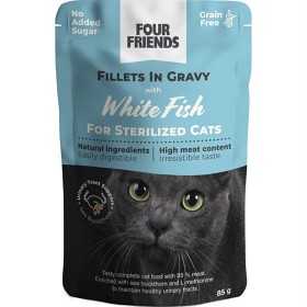 Bild på FourFriends Sterilized White Fish in Gravy Pouch 85 g