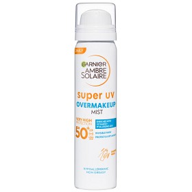 Bild på Garnier Ambre Solaire Super UV Over Makeup Mist with Hyaluronic Acid SPF50+ solskyddsmist för normal hud 75 ml