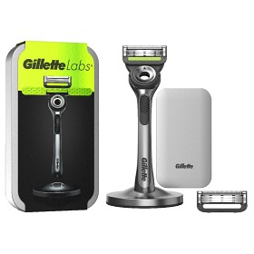 Bild på Gillette Labs rakhyvel med exfolieringsremsa och magnetiskt ställ & resefodral (2 st rakblad)