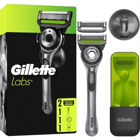 Bild på Gillette Labs Rakhyvel med Exfoliating Bar, 2 rakblad, magnetiskt ställ & resefodral