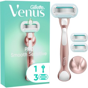 Bild på Gillette Venus Pro Smooth Sensitive Rakhyvel 3 rakblad & duschhållare