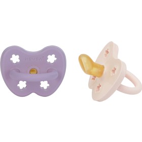 Bild på Hevea Natural Rubber Pacifier Orthodontic 3-36 Months 2-pack - Powder Pink & Lavender