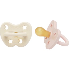 Bild på Hevea Natural Rubber Pacifier Round 0-3 Months 2-pack - Milky White & Powder Pink