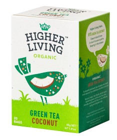 Bild på Higher Living Green Tea Coconut 20 tepåsar 
