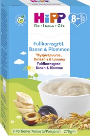 Bild på HiPP Fullkornsgröt Banan & Plommon 8M 270 g