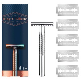 Bild på King C. Gillette Dubbeleggad Säkerhetshyvel + 5 rakblad