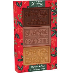 Bild på La Savonnerie de Nyons Christmas Soaps röd presentförpackning tvålar 3 x 100 g