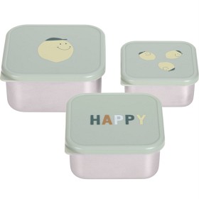 Bild på Lässig Snackbox Set Rostfritt stål Happy Fruits Citron 3 delar