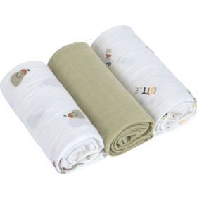 Bild på Lässig Swaddle & Burp Blanket Happy Fruits Päron, 3-pack