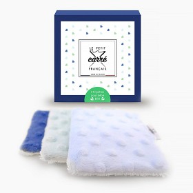 Bild på Le Petit Carré Français Babywipes tvättlappar Blå 3-pack