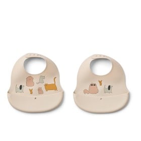 Bild på Liewood Ember Haklapp 2-pack Cats and Dogs (Sandy)