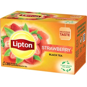 Bild på Lipton Black Tea Strawberry 20 tepåsar