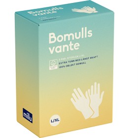 Bild på Millu Bomullsvante Extra Lång/Tunn Naturvit L/XL 5 par