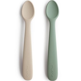 Bild på Mushie Silikonskedar 2-pack (Cambridge Blue / Shifting Sand)