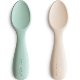 Bild på Mushie Toddler Skedar 2-pack (Cambridge Blue / Shifting Sand)