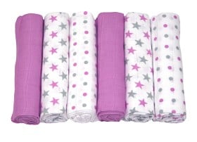 Bild på MuslinZ Muslinfiltar 6-pack (Violet Stars)