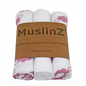Bild på MuslinZ Muslinfiltar Rosa moln 3-pack