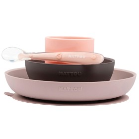 Bild på Nattou Soft Silicone matset 4 delar Rosa aubergine