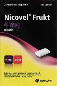 Bild på Nicovel Frukt, medicinskt tuggummi 4 mg 24 st