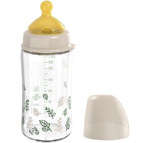 Bild på Nip Cherry Green Nappflaska Glas Wideneck Latex 240 ml Beige Onesize 0m+ M