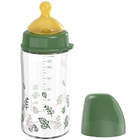 Bild på Nip Cherry Green Nappflaska Glas Wideneck Latex 240 ml Grön Onesize 0m+ M