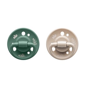Bild på Nip Cherry Green Rund Napp Latex 2-pack 0-6 mån Grön-Beige