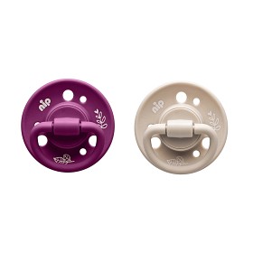 Bild på Nip Cherry Green Rund Napp Latex 2-pack 6 mån+ Violett-Beige