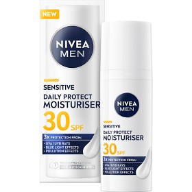 Bild på NIVEA MEN Ansiktskräm Sensitive Daily Protect Moisturiser SPF30, 50 ml