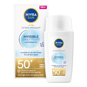 Bild på NIVEA SUN Solkräm ansikte UV Face Invisible Daily Fluid SPF 50+ 40 ml