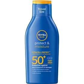 Bild på NIVEA SUN Solkräm Protect & Moisture Sun Lotion SPF50+ 100 ml Travel size