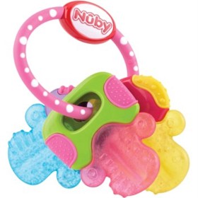 Bild på Nûby Teether IcyBite Keys bitring 3m+ (Pink/Blue/Yellow)