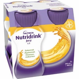 Bild på Nutridrink Jucy, äpple, energirikt kosttillägg, klar, fettfri 4 x 200 ml