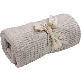 Bild på Oh, Poppy! Mira Waffle Blanket Linen Beige