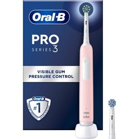 Bild på Oral-B Pro Series 3 Rosa eltandborste, 2 Cross Action tandborsthuvuden
