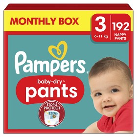 Bild på Pampers Baby-Dry blöjbyxor Storlek 3 (6-11 kg) 192 st