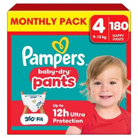 Bild på Pampers Baby-Dry Byxblöjor Storlek 4 (9-15 kg) 180 st
