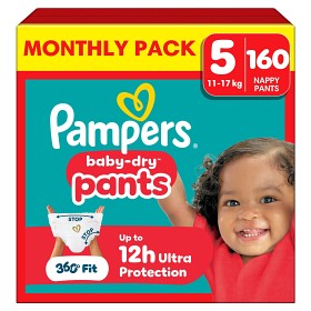 Bild på Pampers Baby-Dry blöjbyxor Storlek 5 (12-17 kg) 160 st