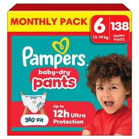 Bild på Pampers Baby-Dry blöjbyxor Storlek 6 (14-19 kg) 138 st