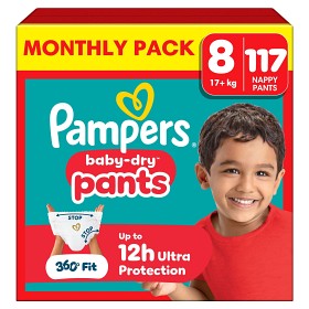 Bild på Pampers Baby-Dry blöjbyxor Storlek 8 (19+ kg) 117 st